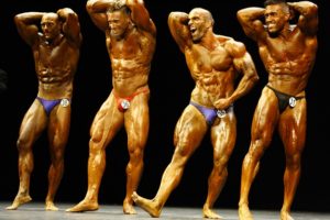 Bodybuilders at competition